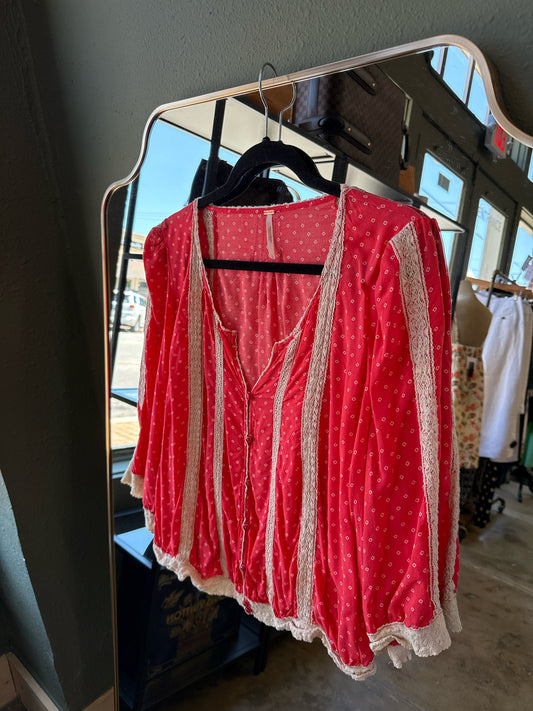 free people Size L Red Top