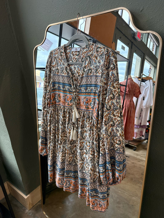 R. Vivimos Size XL Cream/Orange Dress