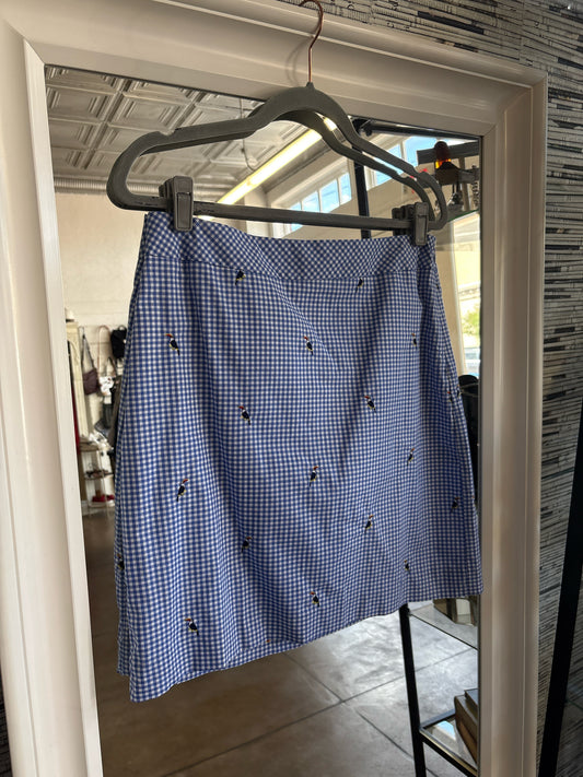 TALBOTS Size 6 Blue/White Checkered Skirt