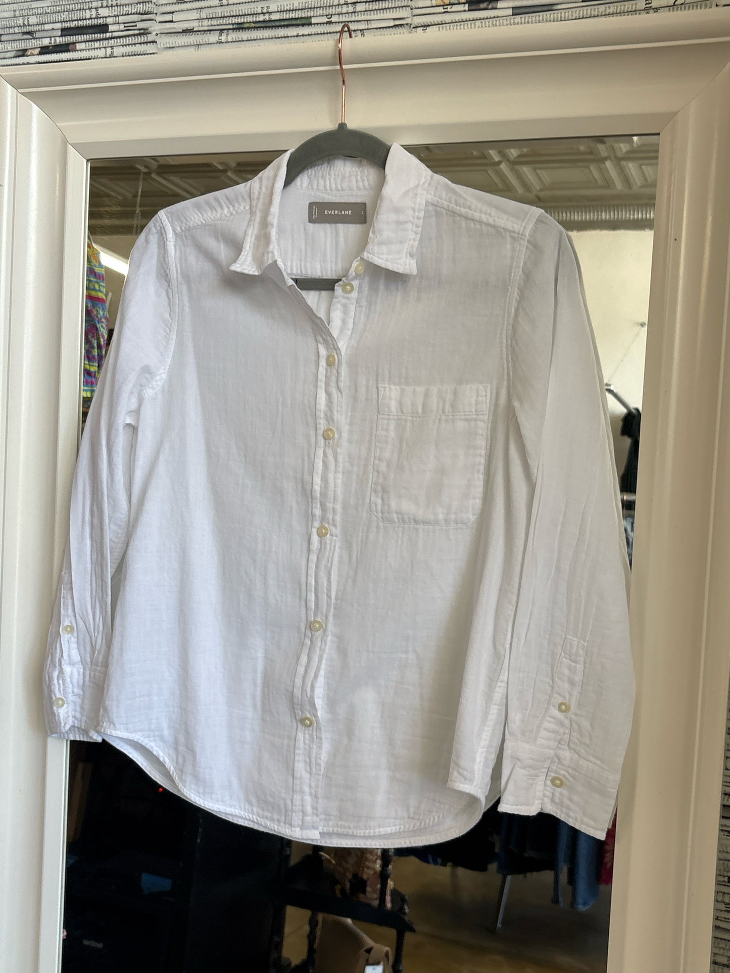 Everlane Size 2 White button down Top