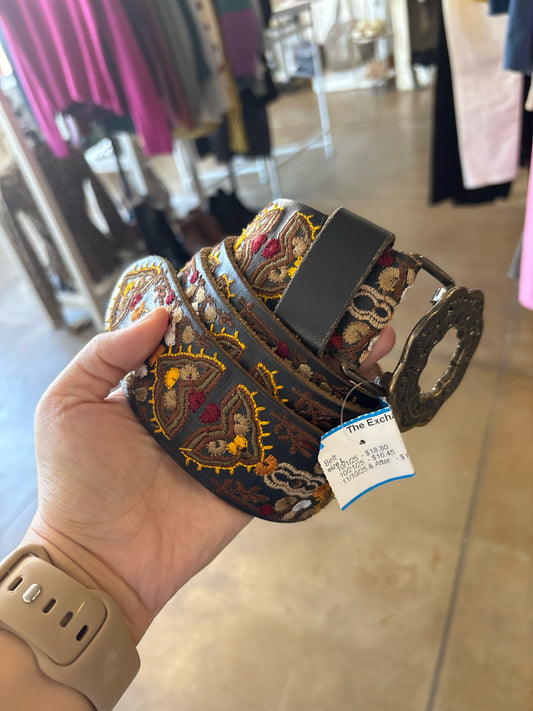Lucky Brand Black/Multi Embroidered Belt
