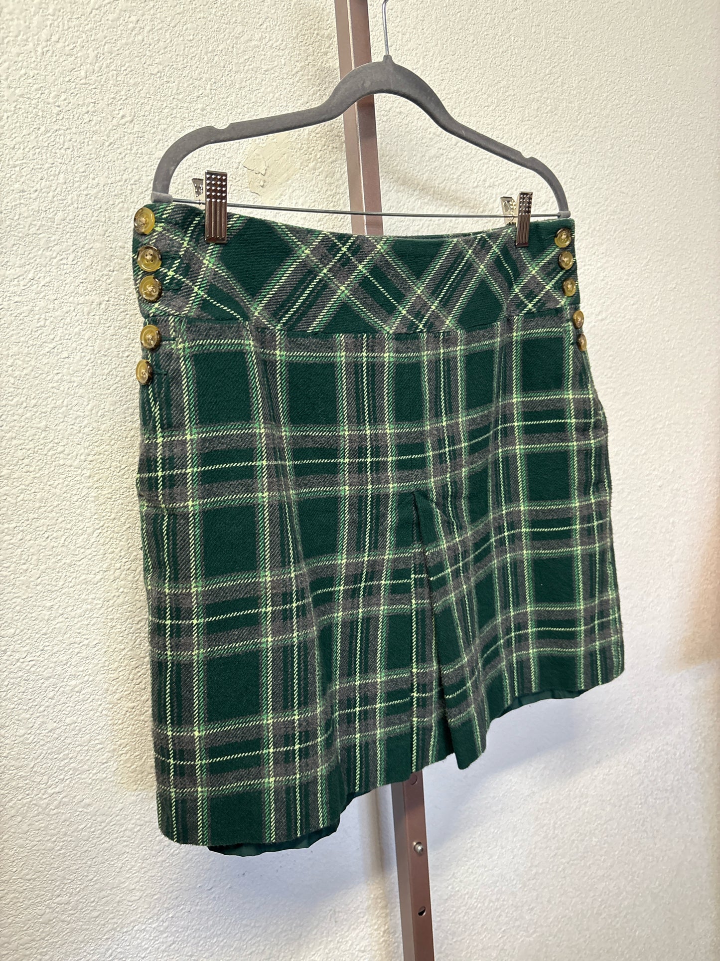 ANN TAYLOR Size 12 Green/multi Plaid Skirt