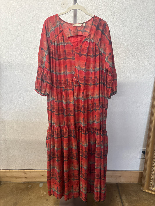 Soft Surroundings Size S orange/gray Geometric Dress