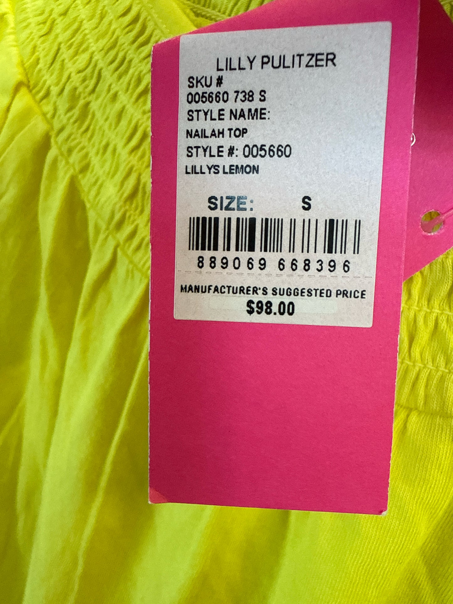 Lilly Pulitzer Size S Yellow Top