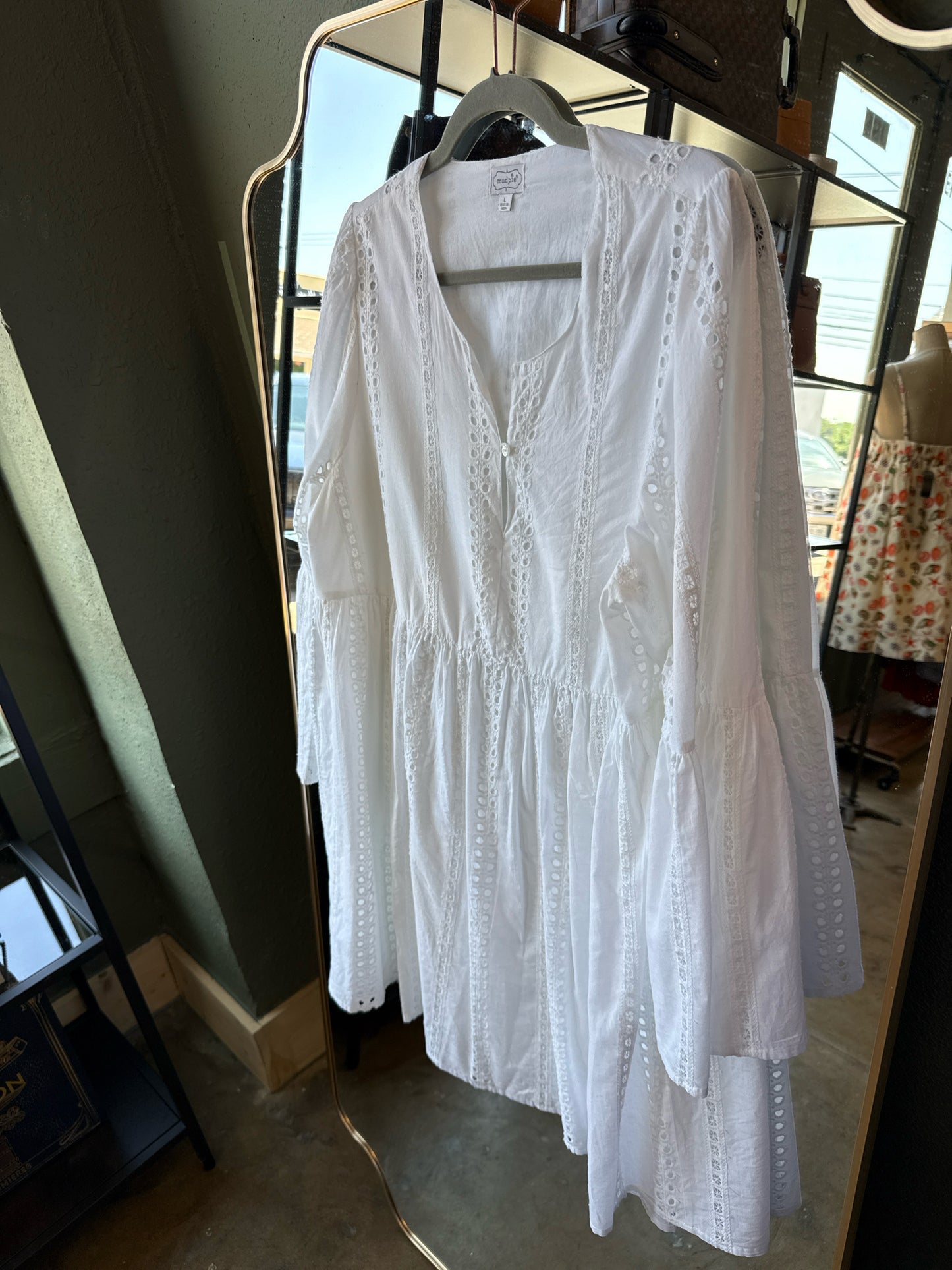 mudpie Size L White Eyelet Dress