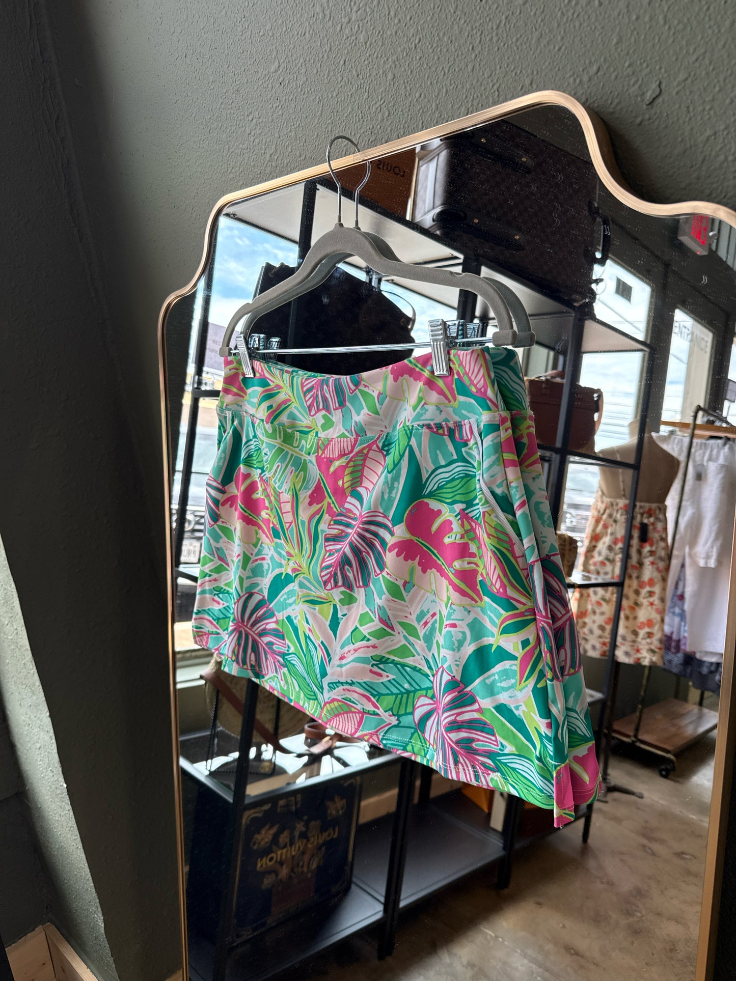 Sigrid Olsen Size L Green/Pink Skort