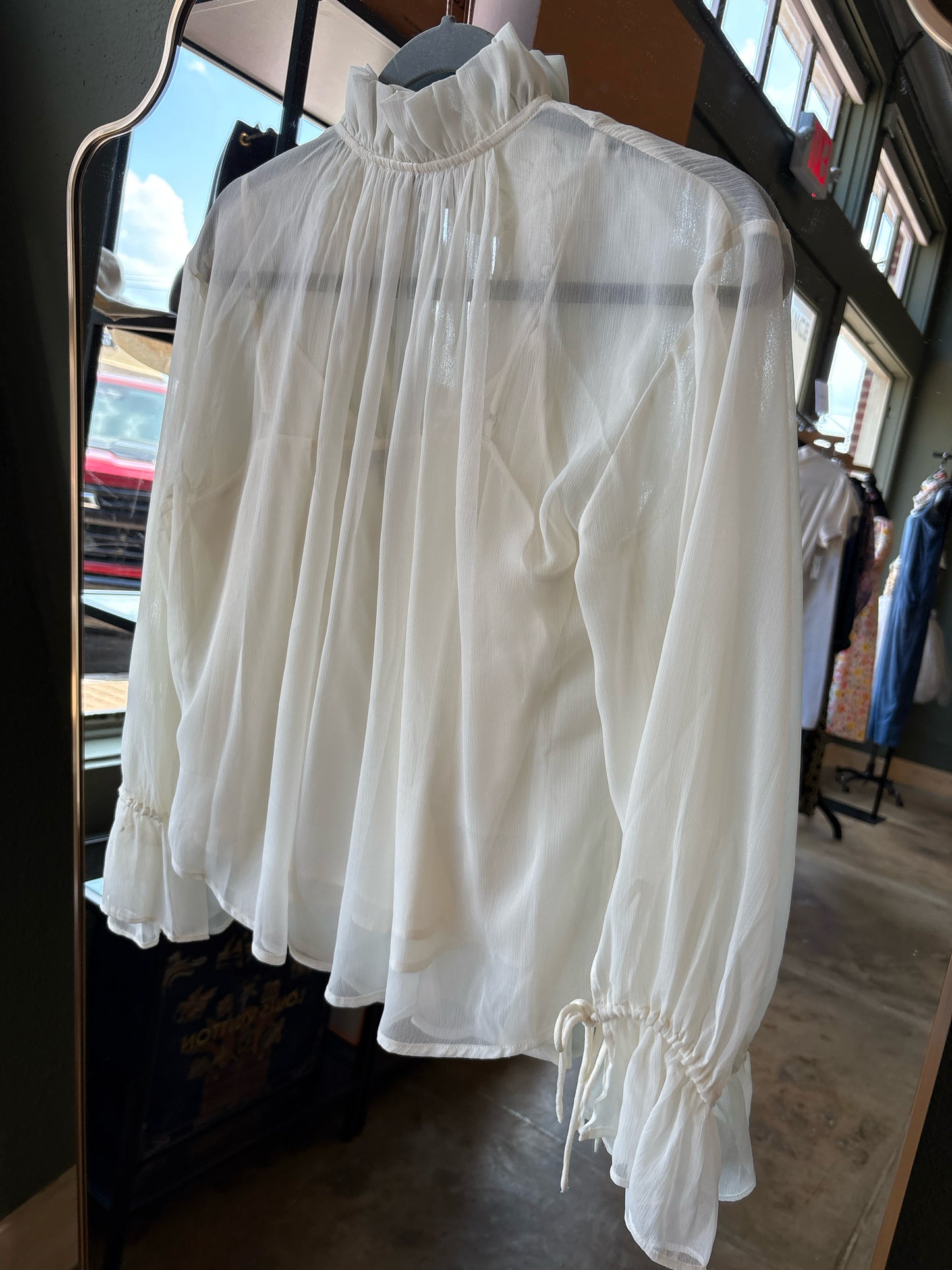 LOFT Size SP off white sheer Top