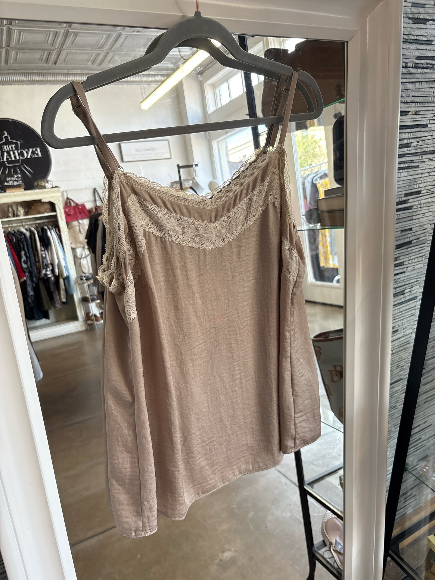 Cabi Size M Taupe velvet Top