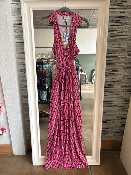 Diane Furstenberg Size L pink + multi Romper
