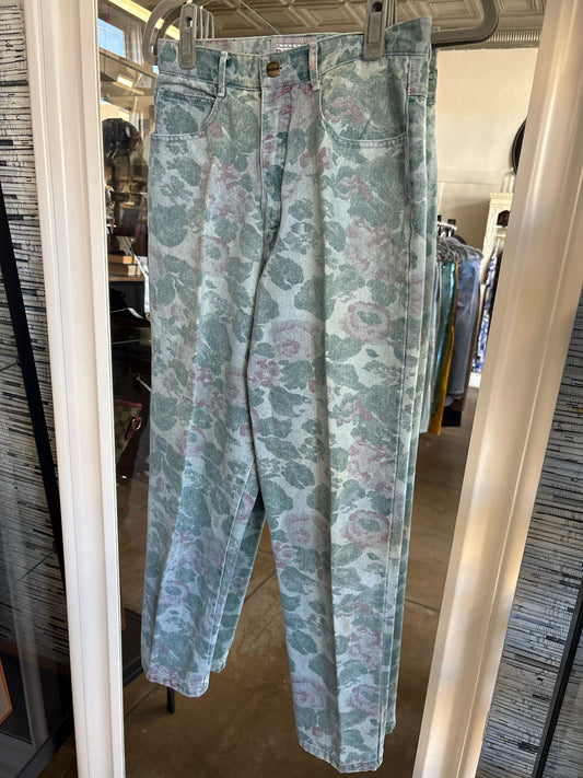 Forenza Size 10 Green/multi Floral Pants