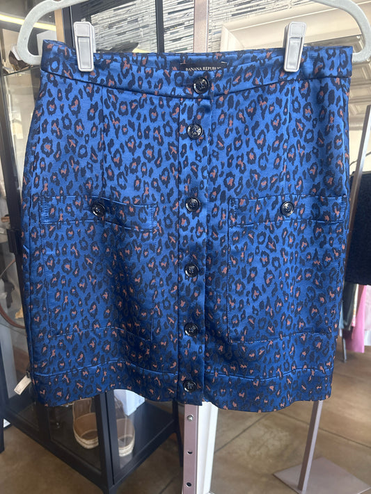 Banana Republic Size 4 Blue/Bronze Animal Print Skirt