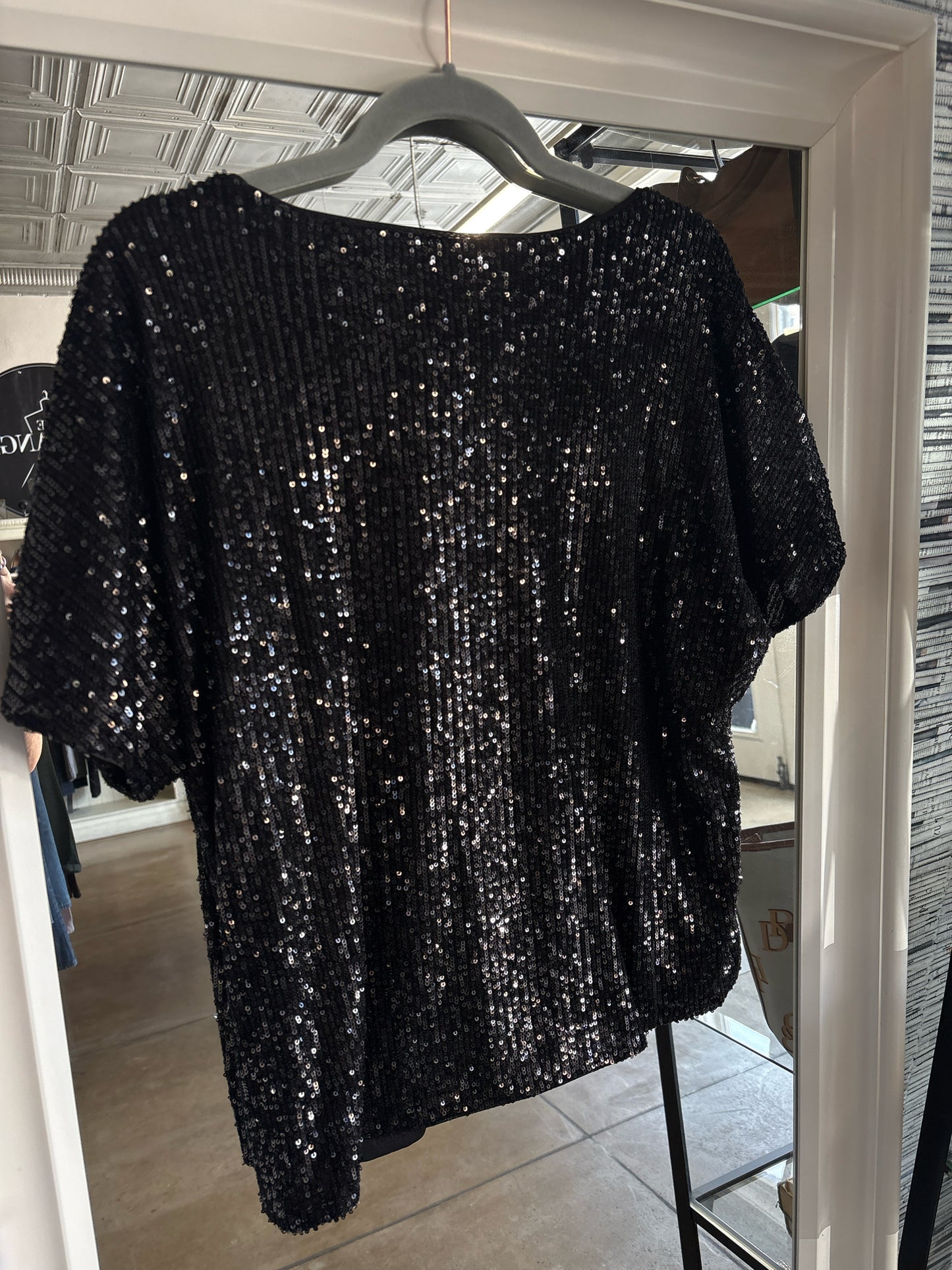 H & M Size M Black Sequin Top