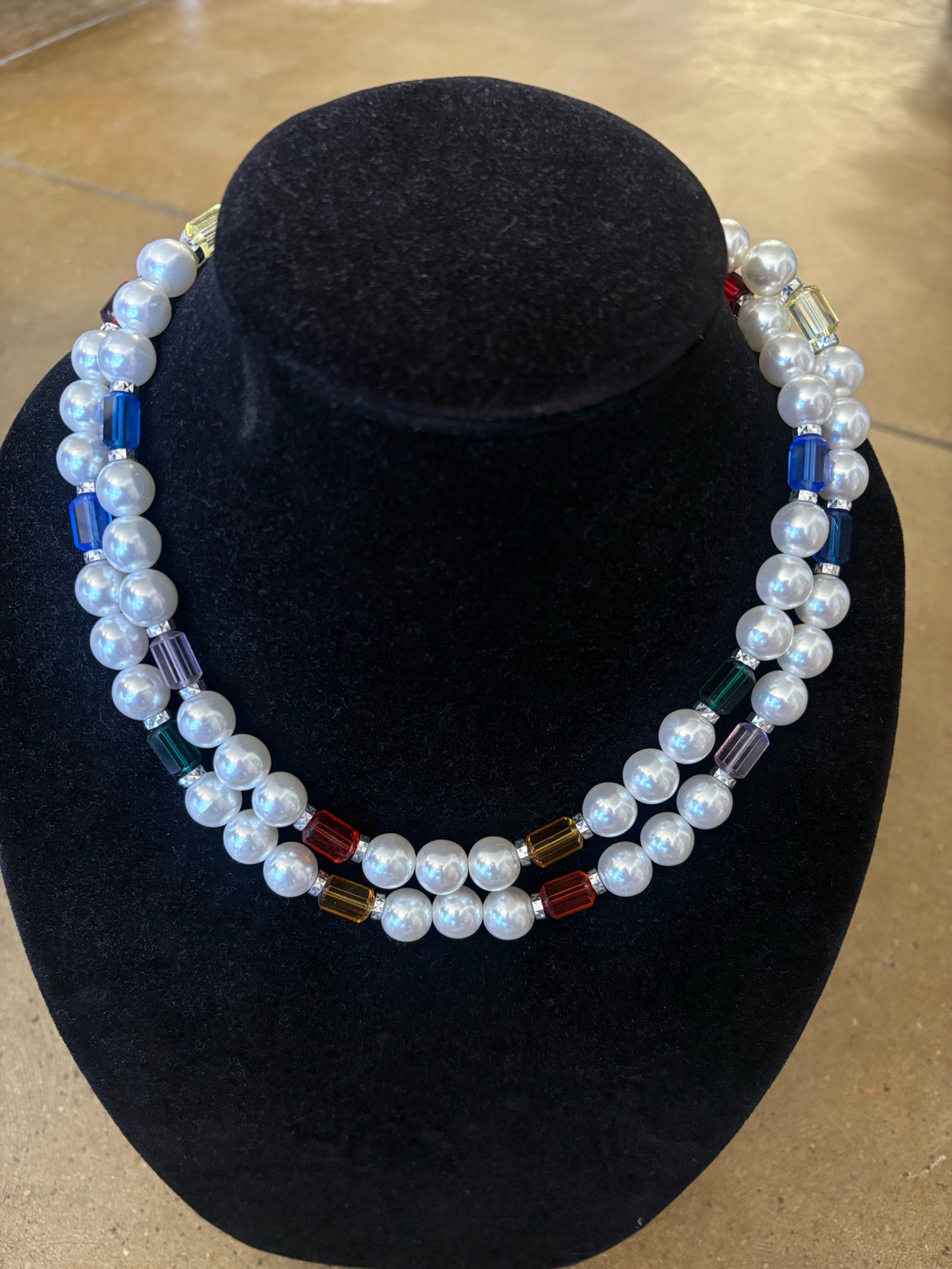 Sami Designs Cream/multi Pearls Necklace