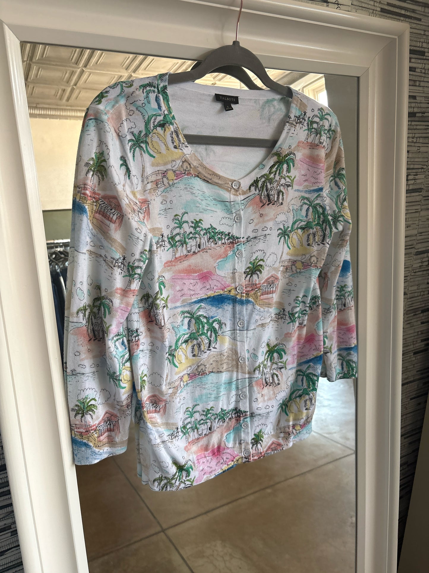 TALBOTS Size S white + multi Cardigan