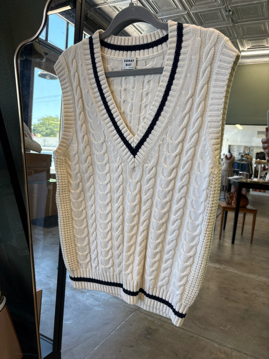 Sunday Best Size XS Off White & Blue Vest