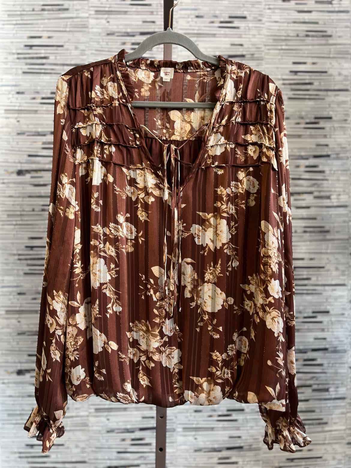 Autres Filles Size 2X Brown/White Floral Top