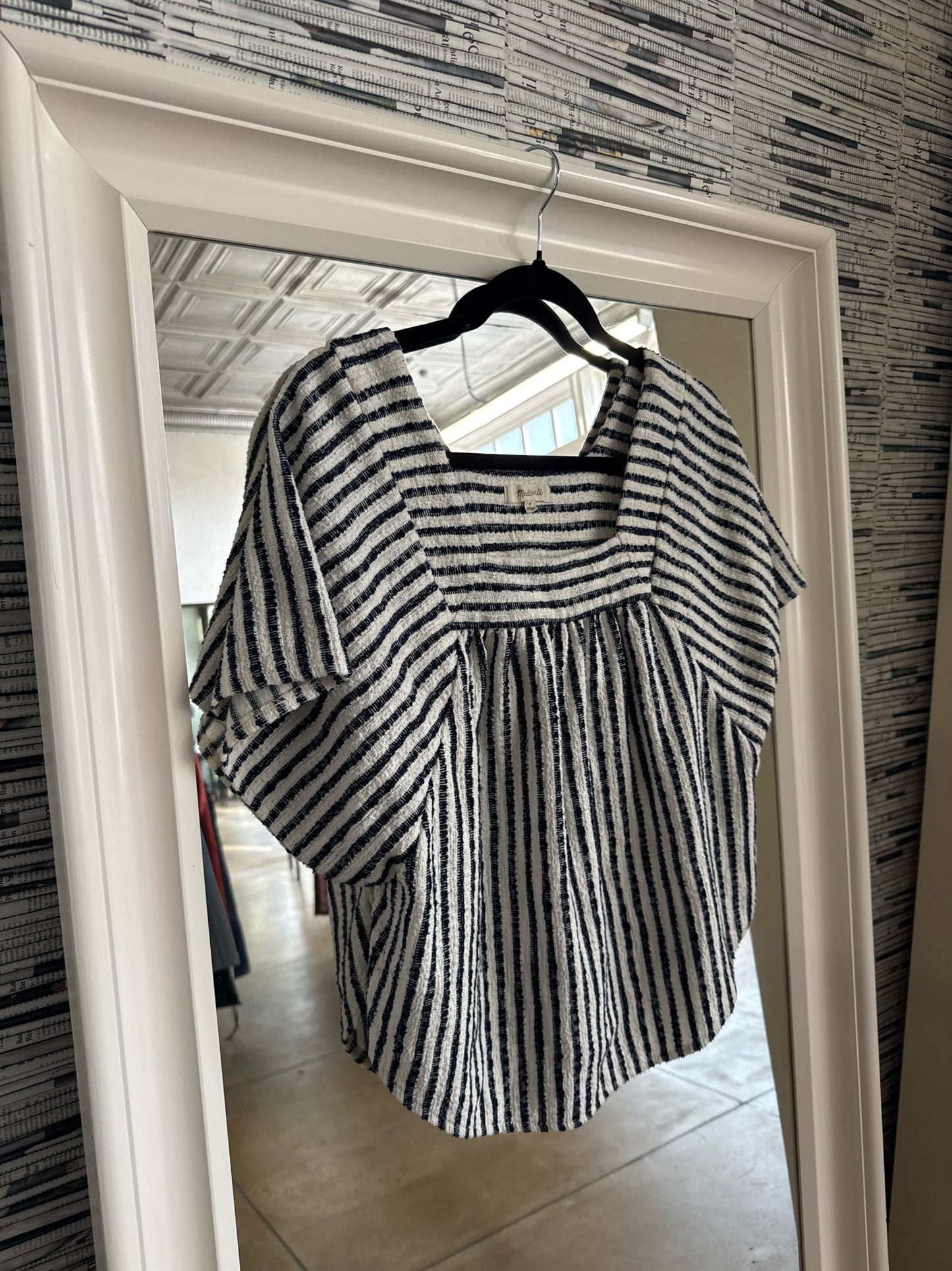 MADEWELL Size S White/Blue Top