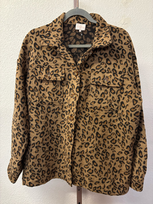 entro Size M Tan/Multi Cheetah Shacket