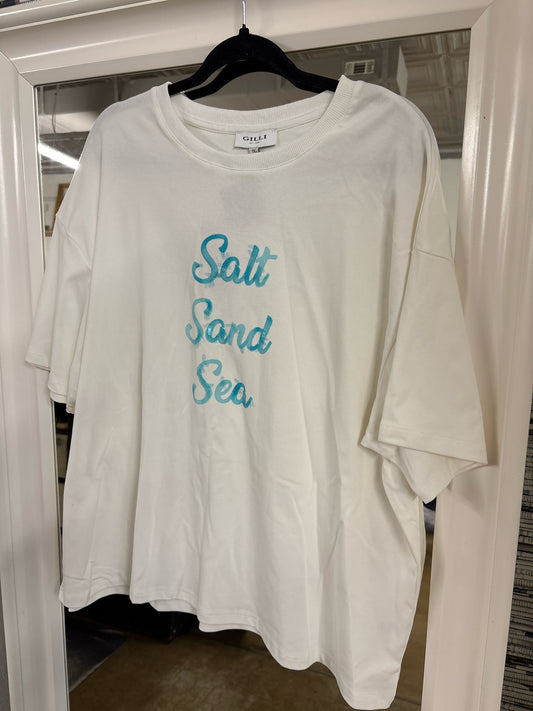 Gili Size 2X White/Turquoise Top