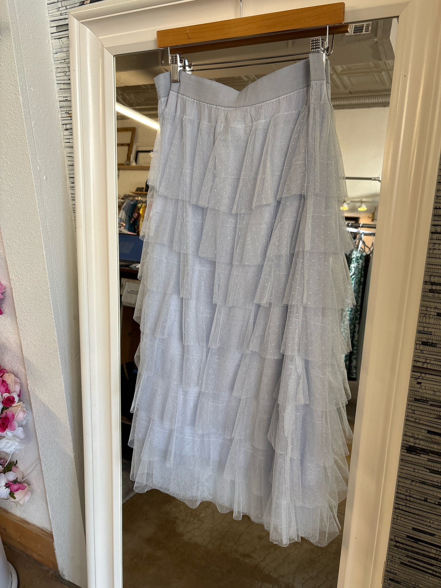 Anthropologie Size L Light Blue Ruffles Skirt