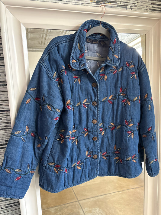 New Direction Size L Jean Print Jacket