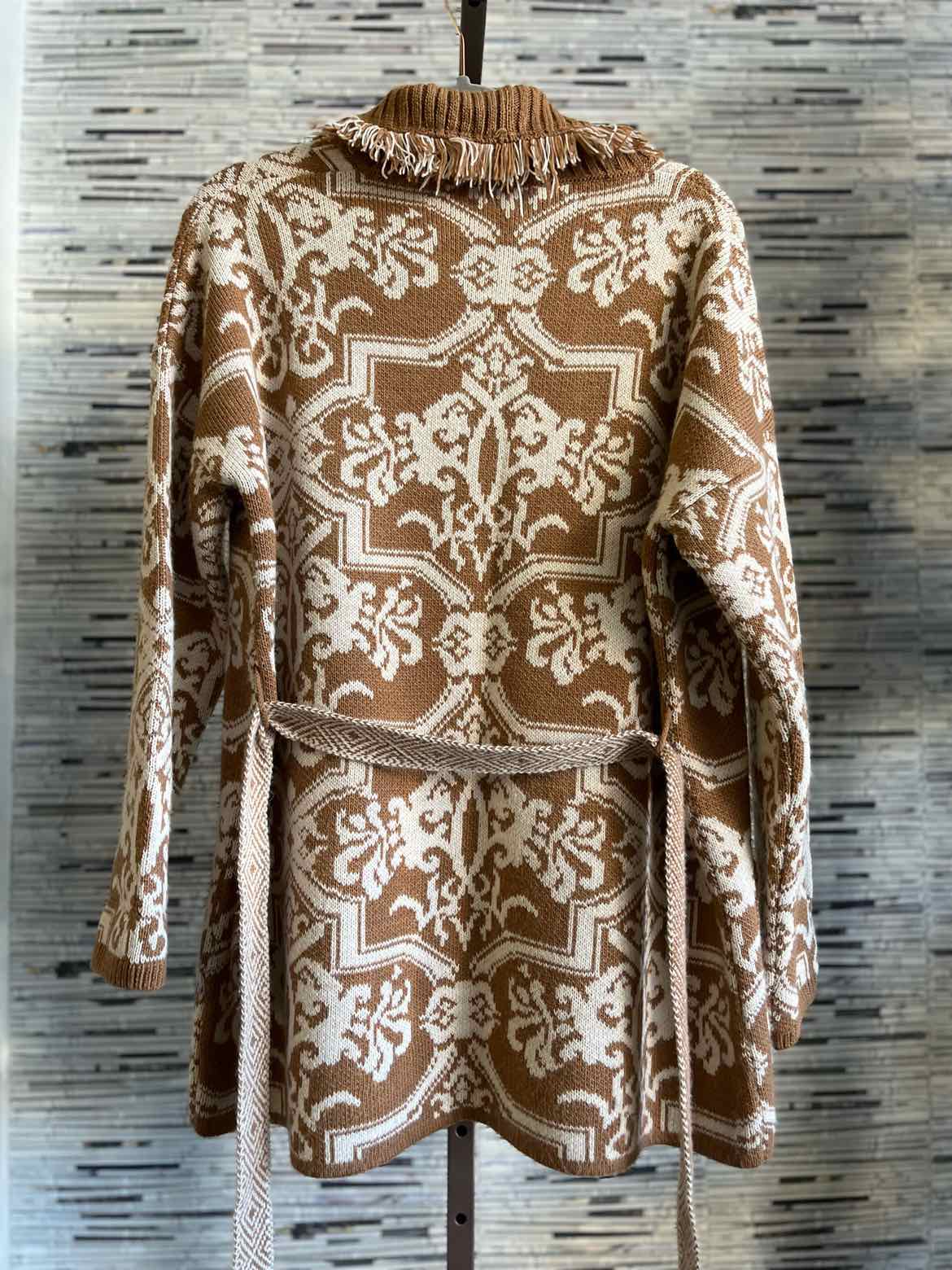 Anthropologie Size M Tan/White Paisley Cardigan