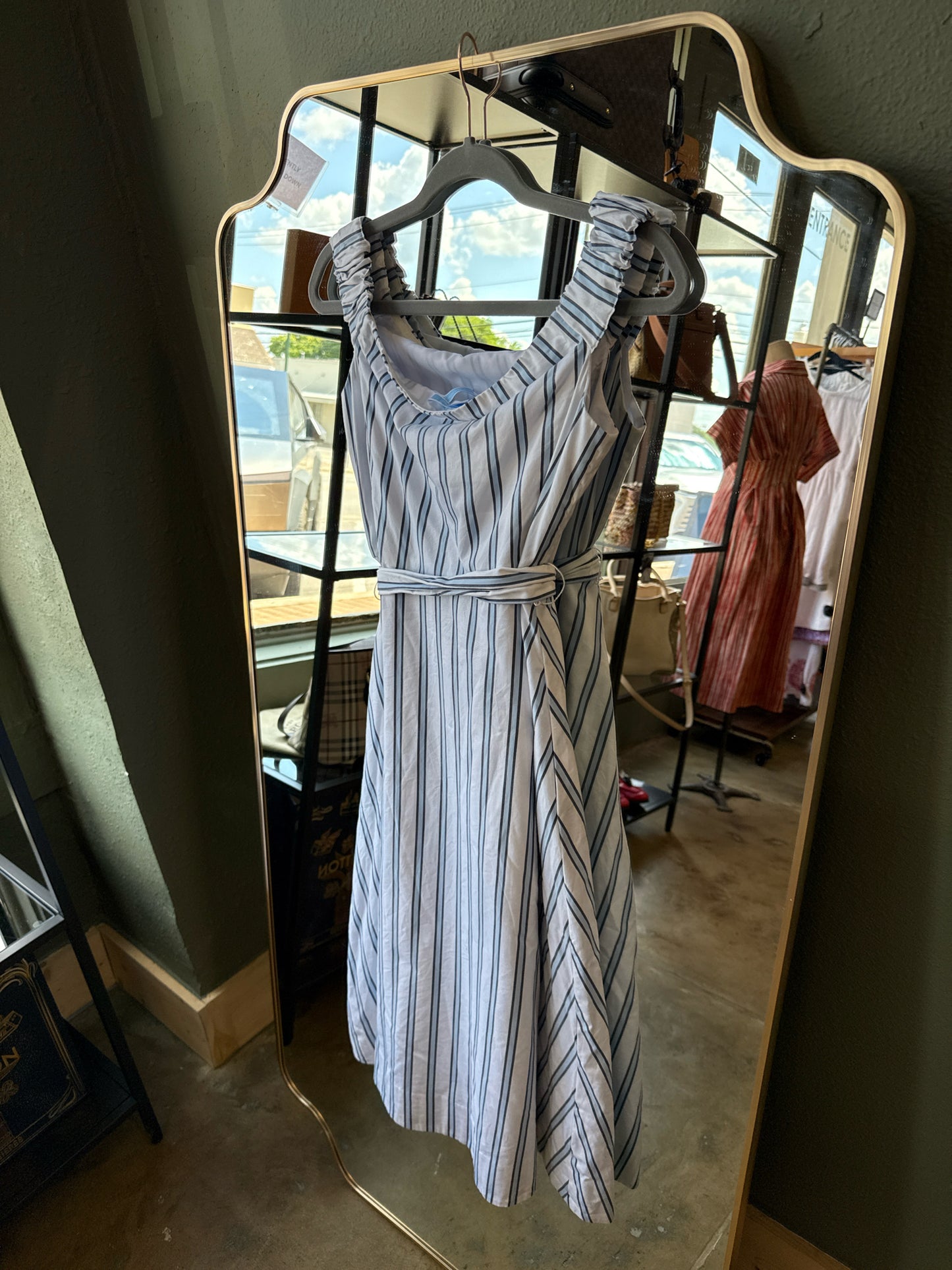 Draper James Size 8 White/Blue Dress