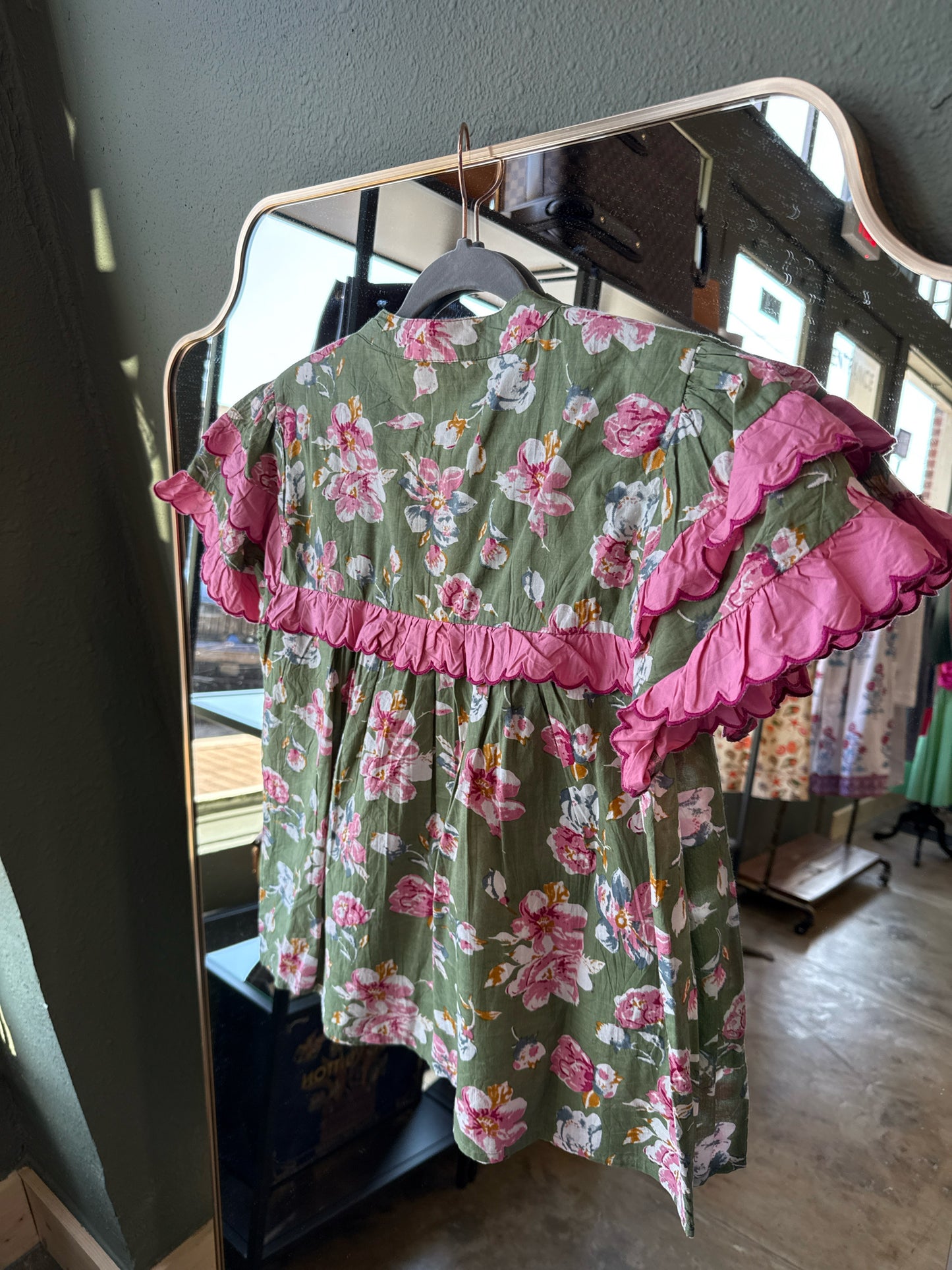 THML Size S Green/Pink Top