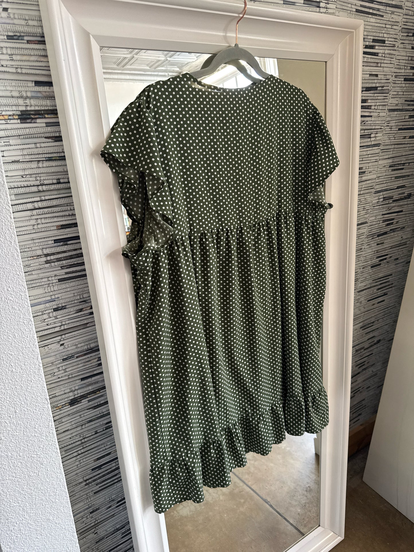 Chic Soul Size 1X Green Polka Dot/Multi Dress