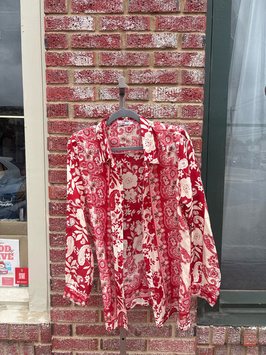 Johnny Was Size S red/cream Floral Top