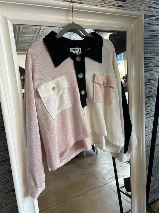 bucketlist Size S pink and white Top