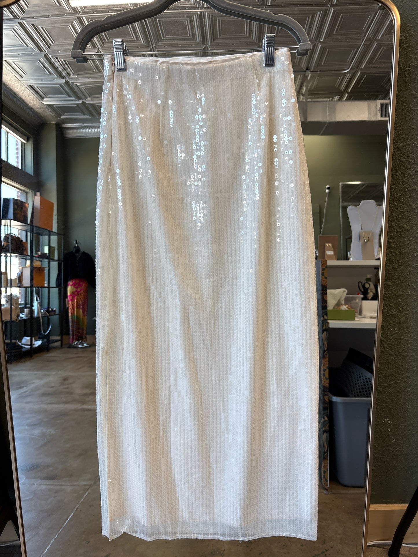 Storia Size S Ivory Sequin Skirt