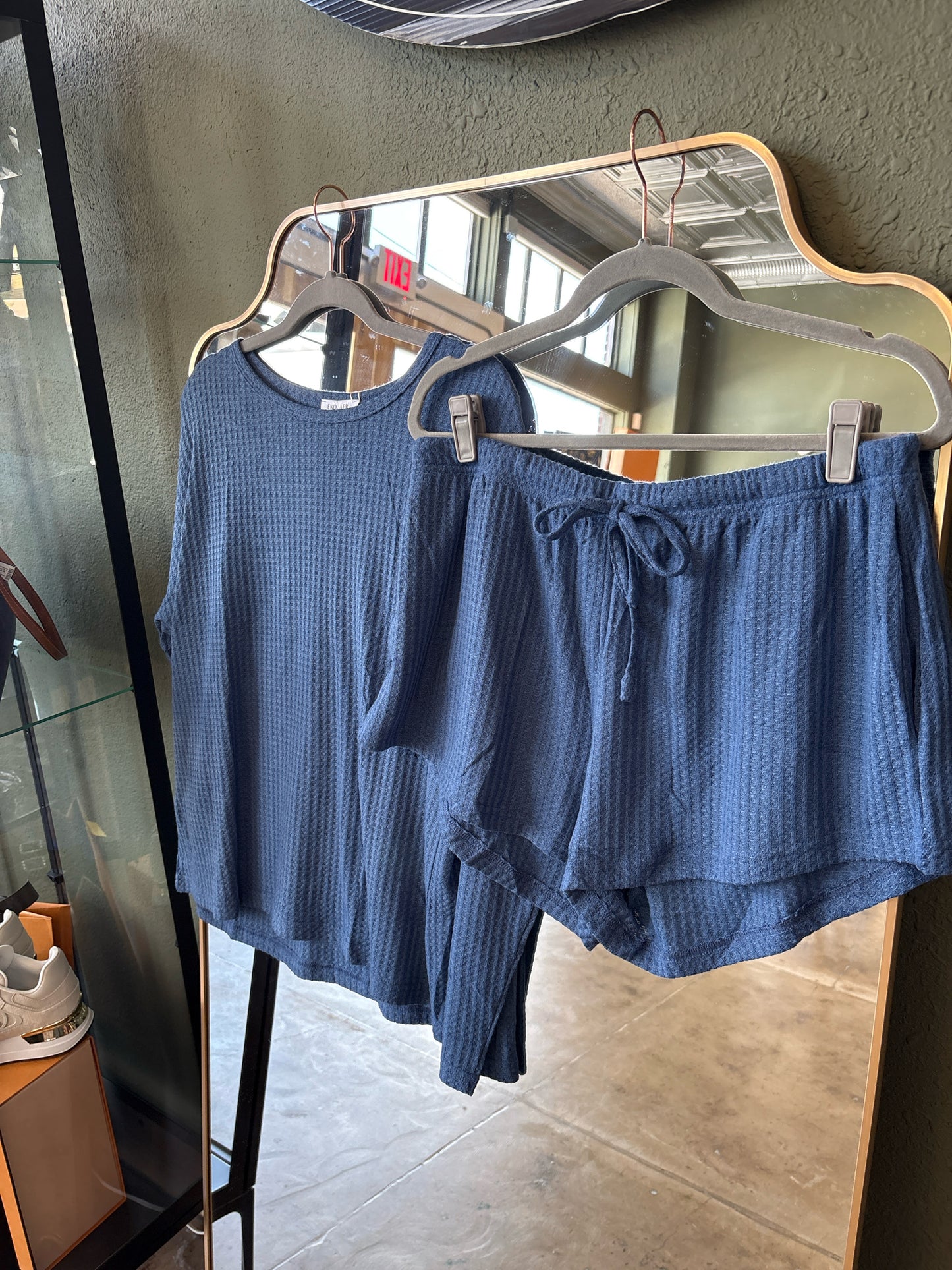 EKOUAER Size XL Blue Two Piece Set