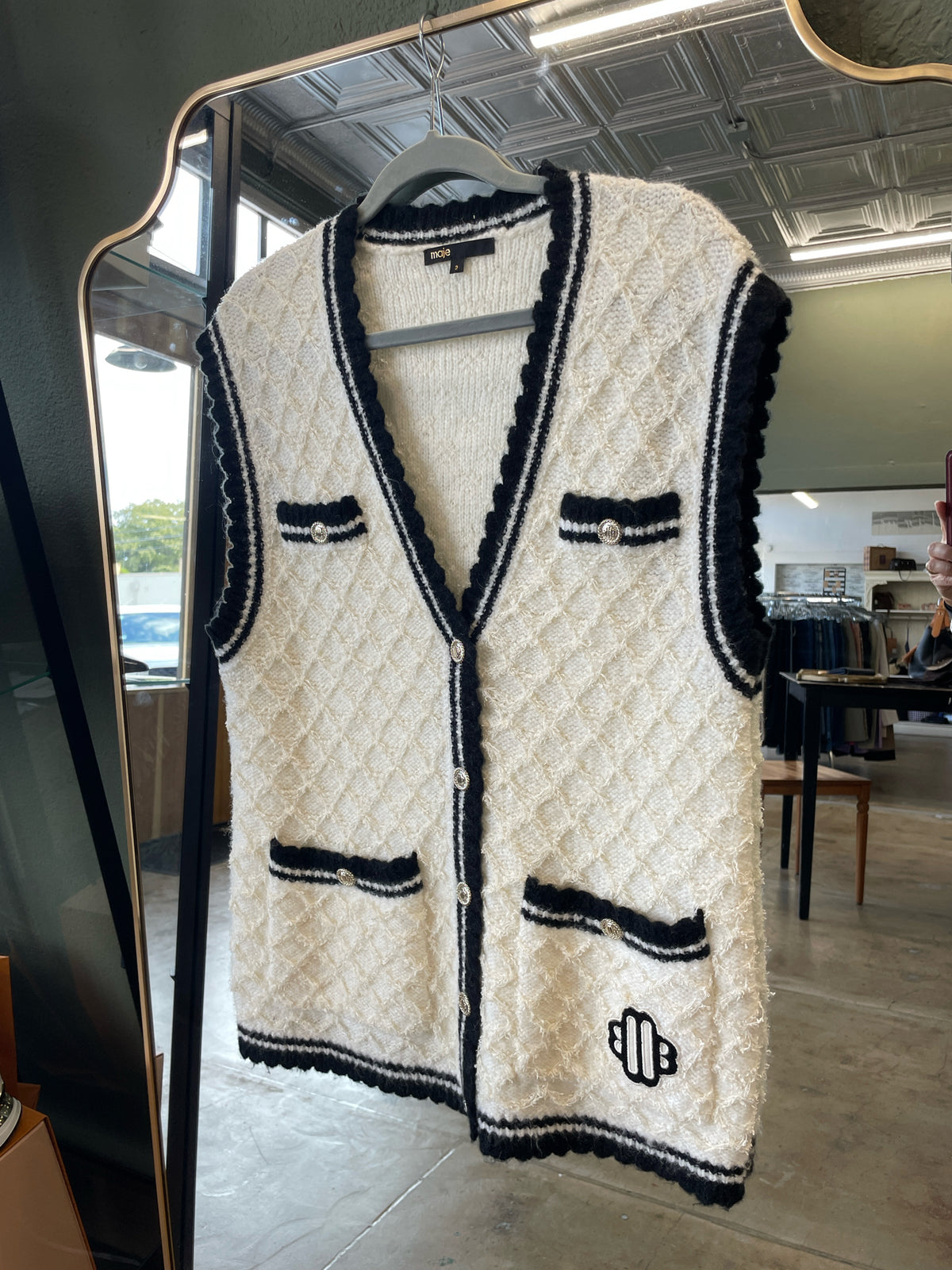 MAJE Size 2 White + Black Vest
