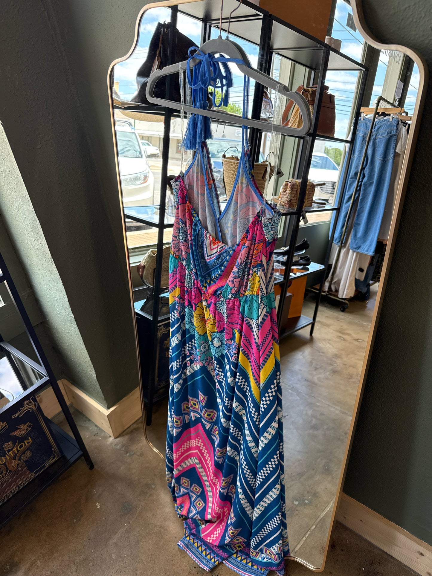 Flying Tomato Size L Blue/Multi spagetti strap Dress