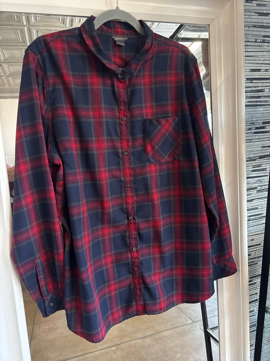 Eddie Bauer Size 2XL Red/Blue Plaid Top