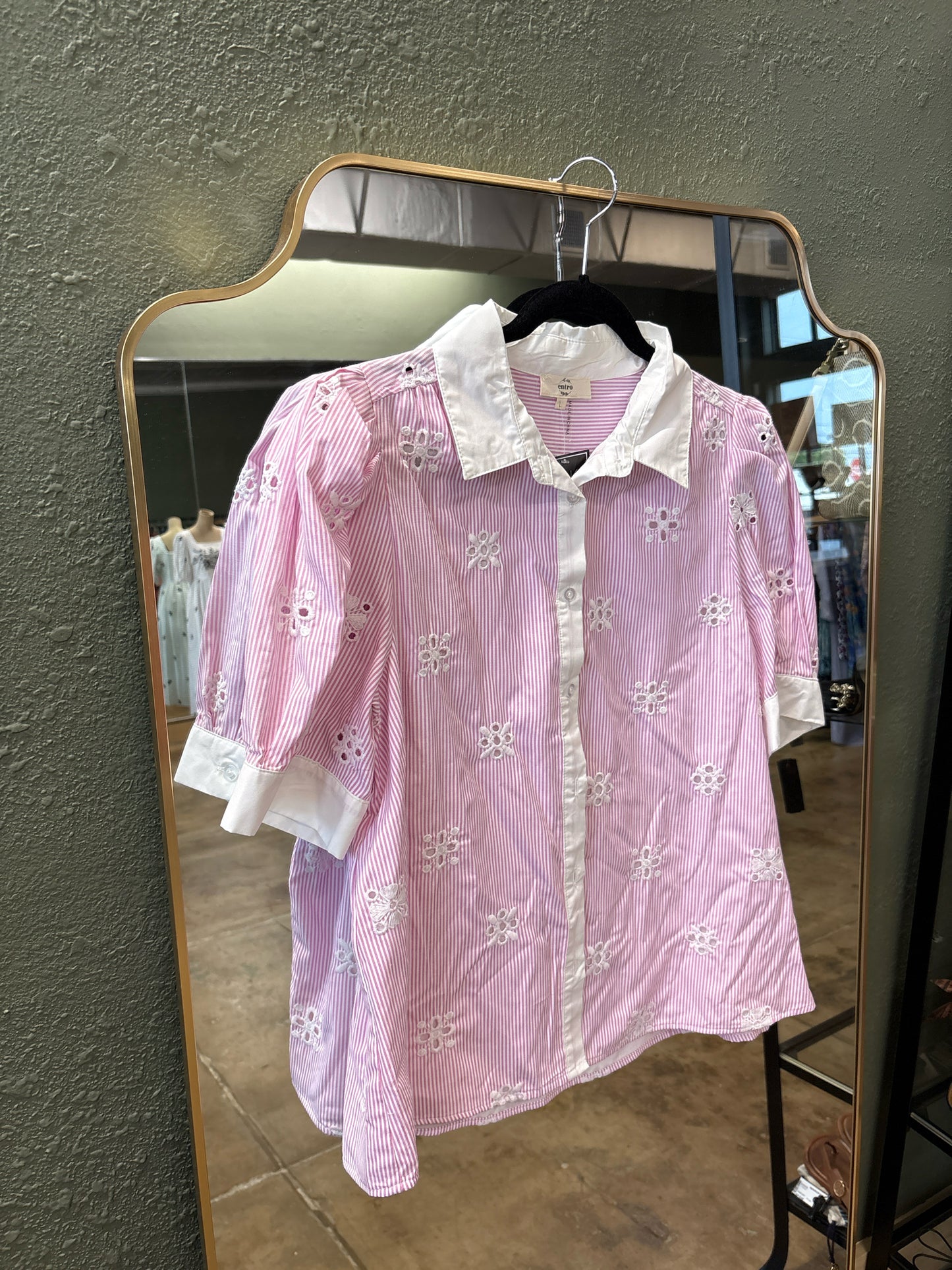 entro Size L pink/white Top