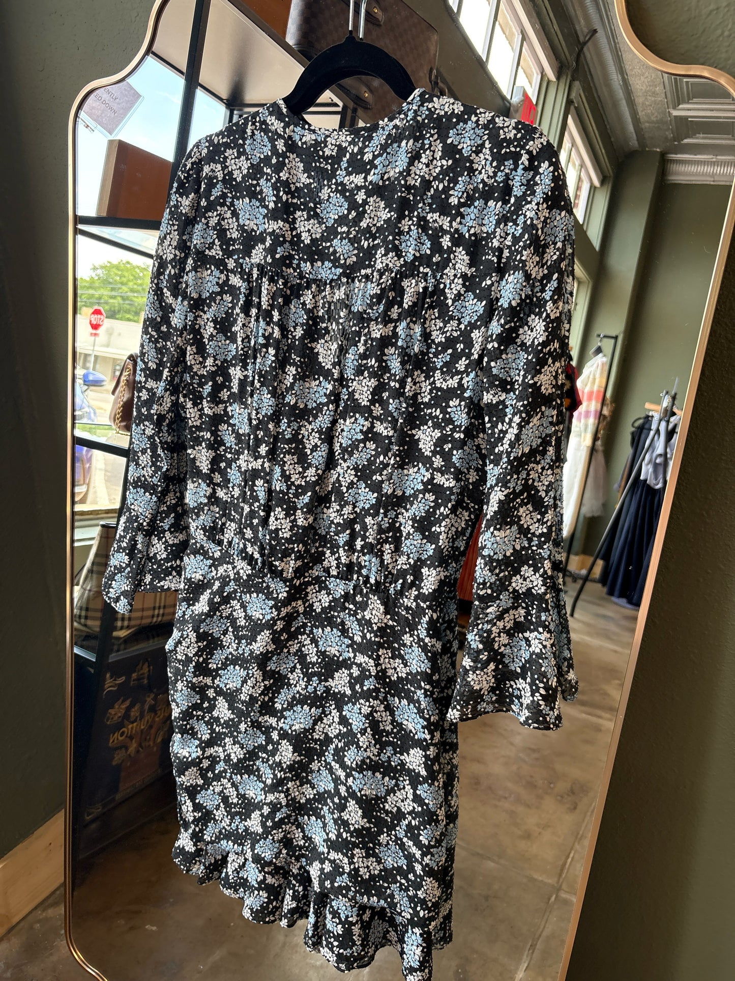 VERONICA BEARD Size 6 Gray/Blue Bouquets Dress