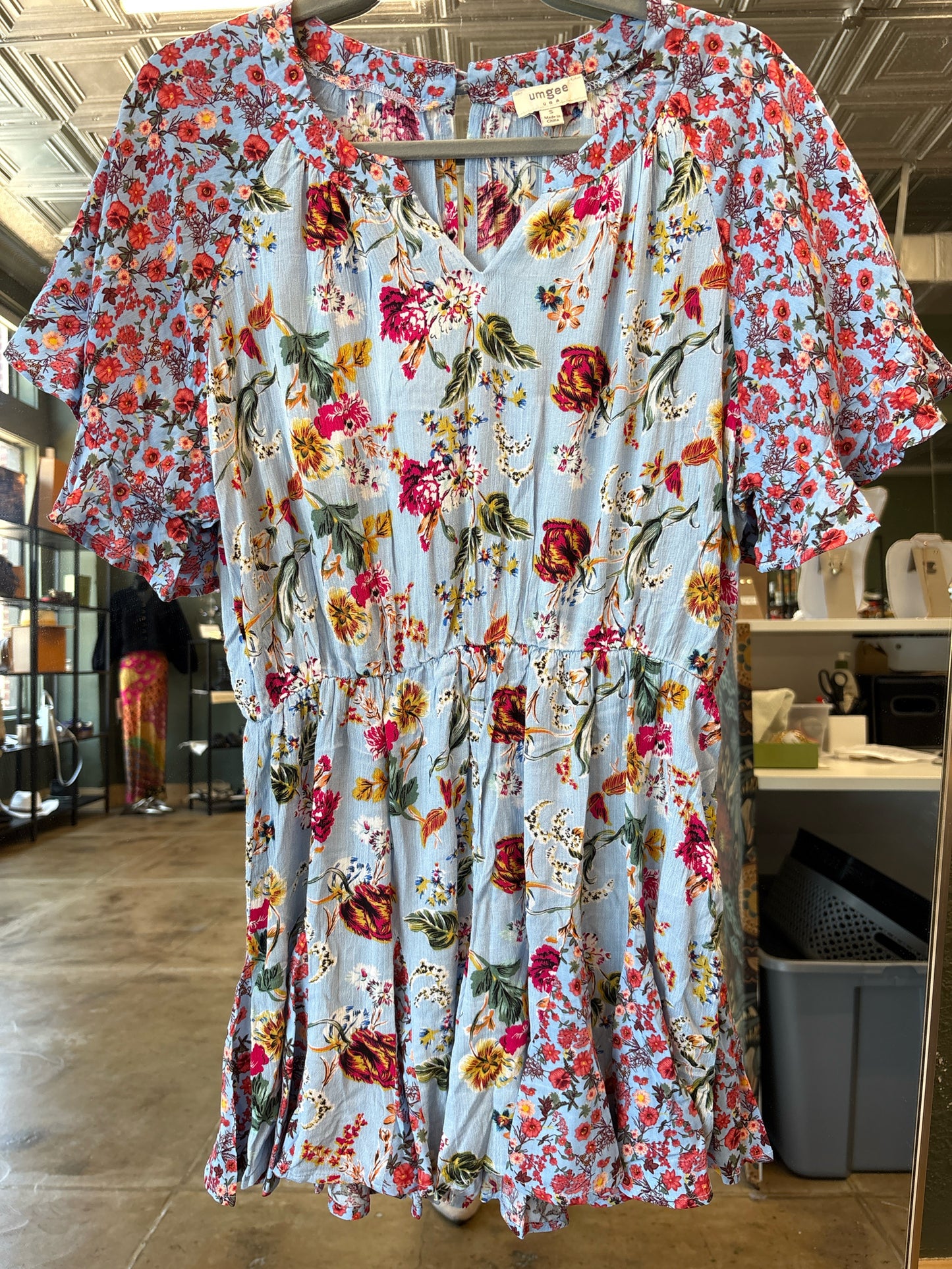 Umgee Size S light blue + multi Dress