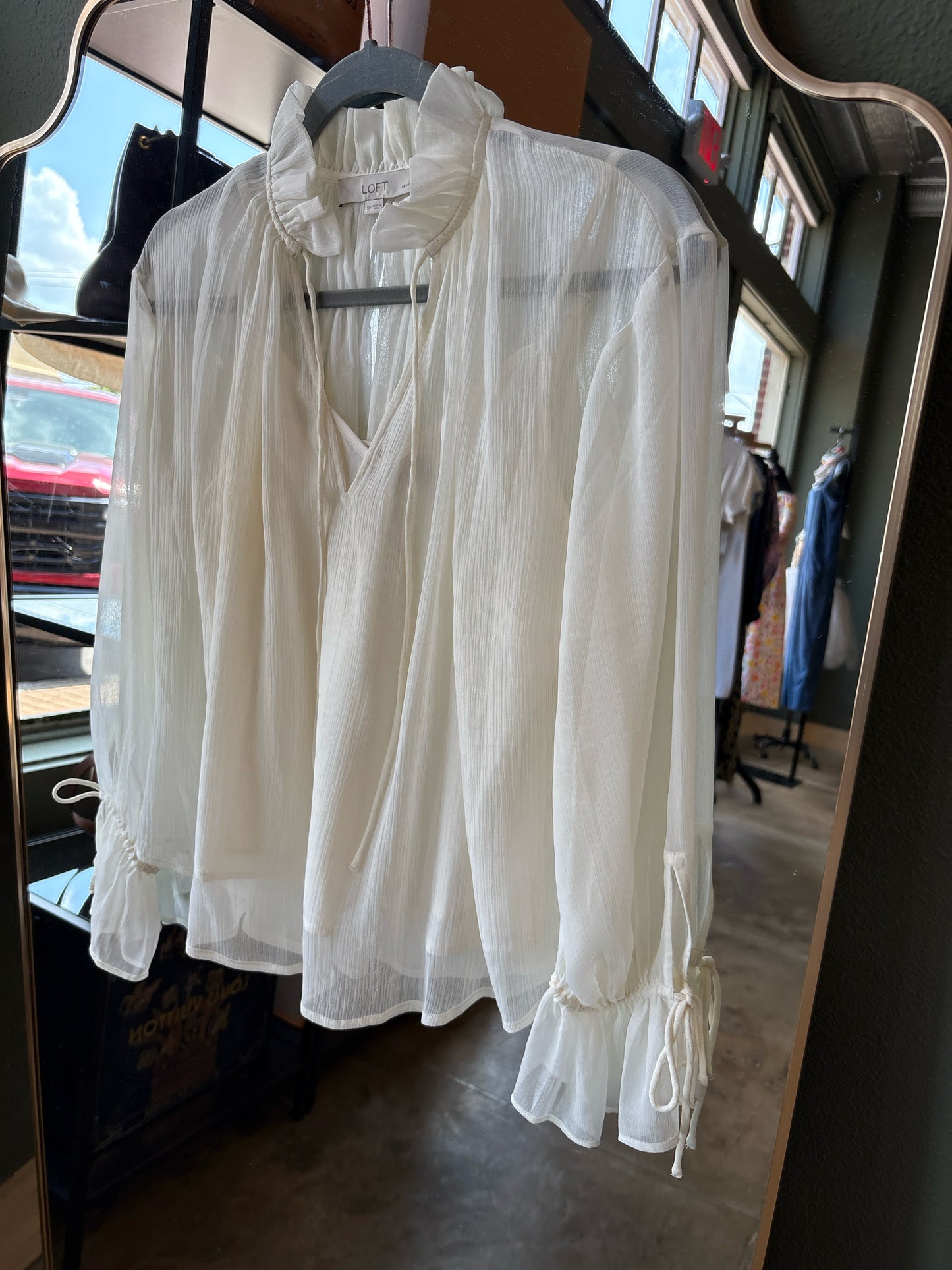 LOFT Size SP off white sheer Top
