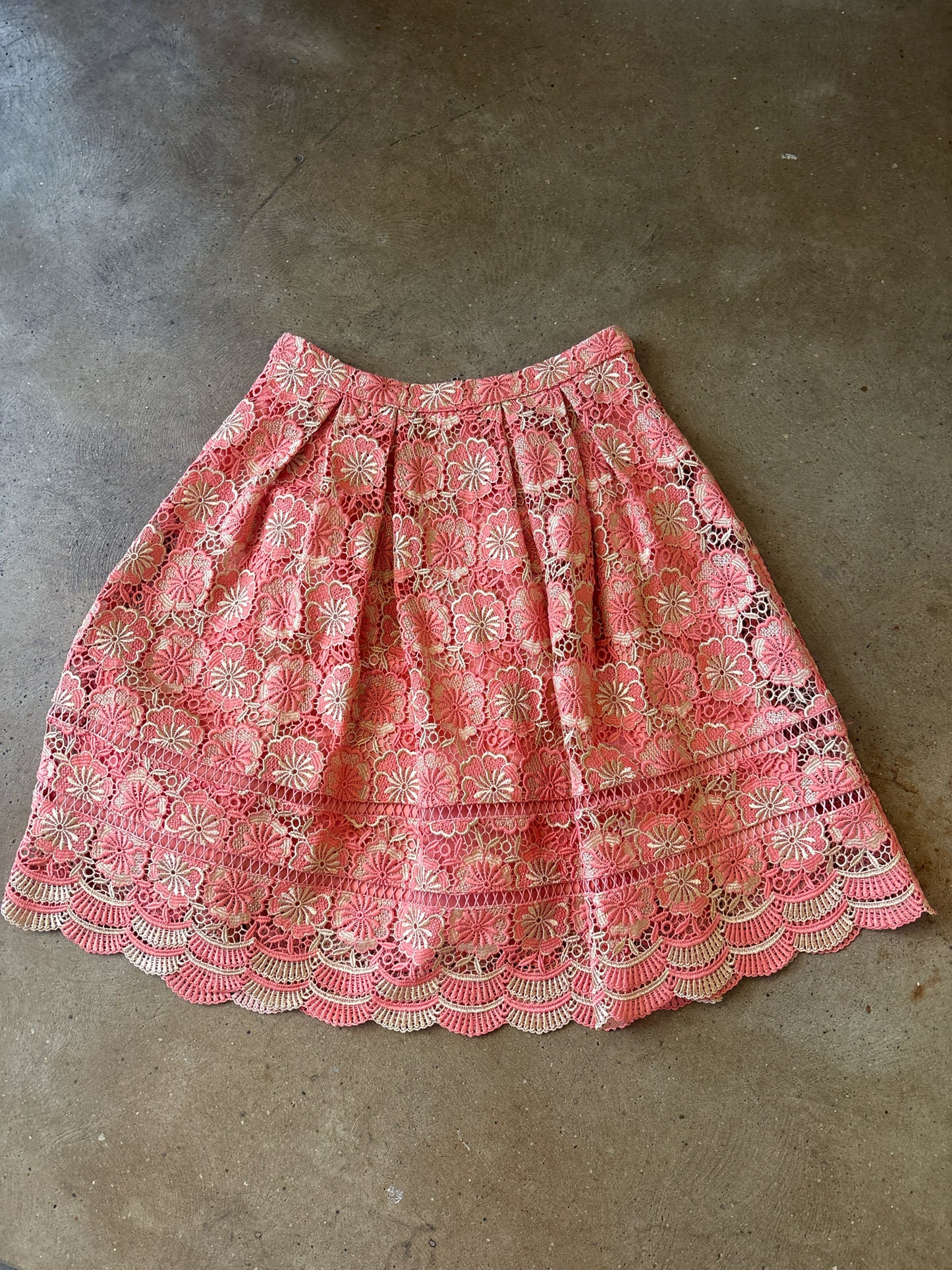 RO & DE coral/multi Lace Skirt