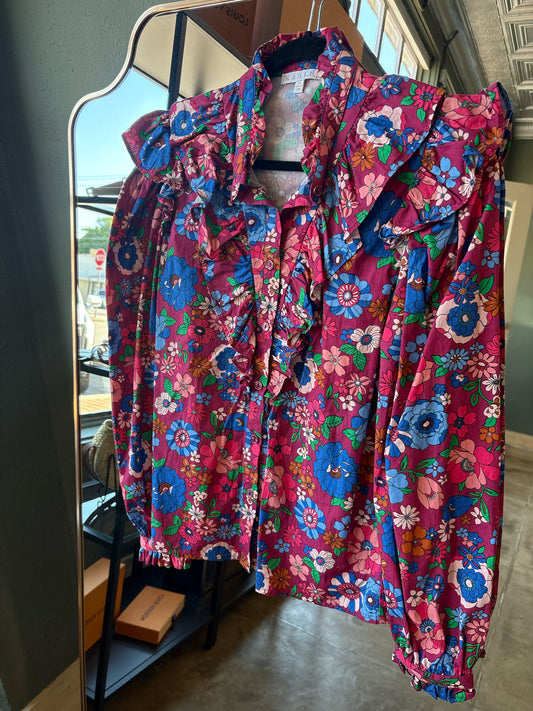 Karlie Size M Burgandy/Multi Floral Top