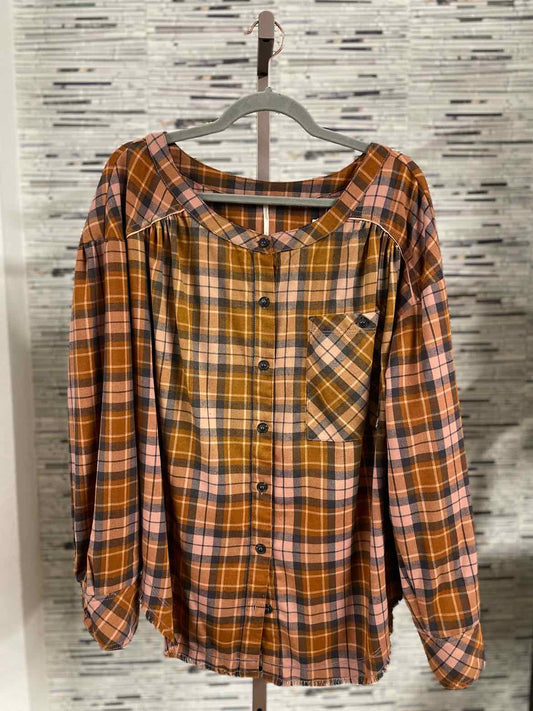 free people Size L Brown/Multi Plaid Top