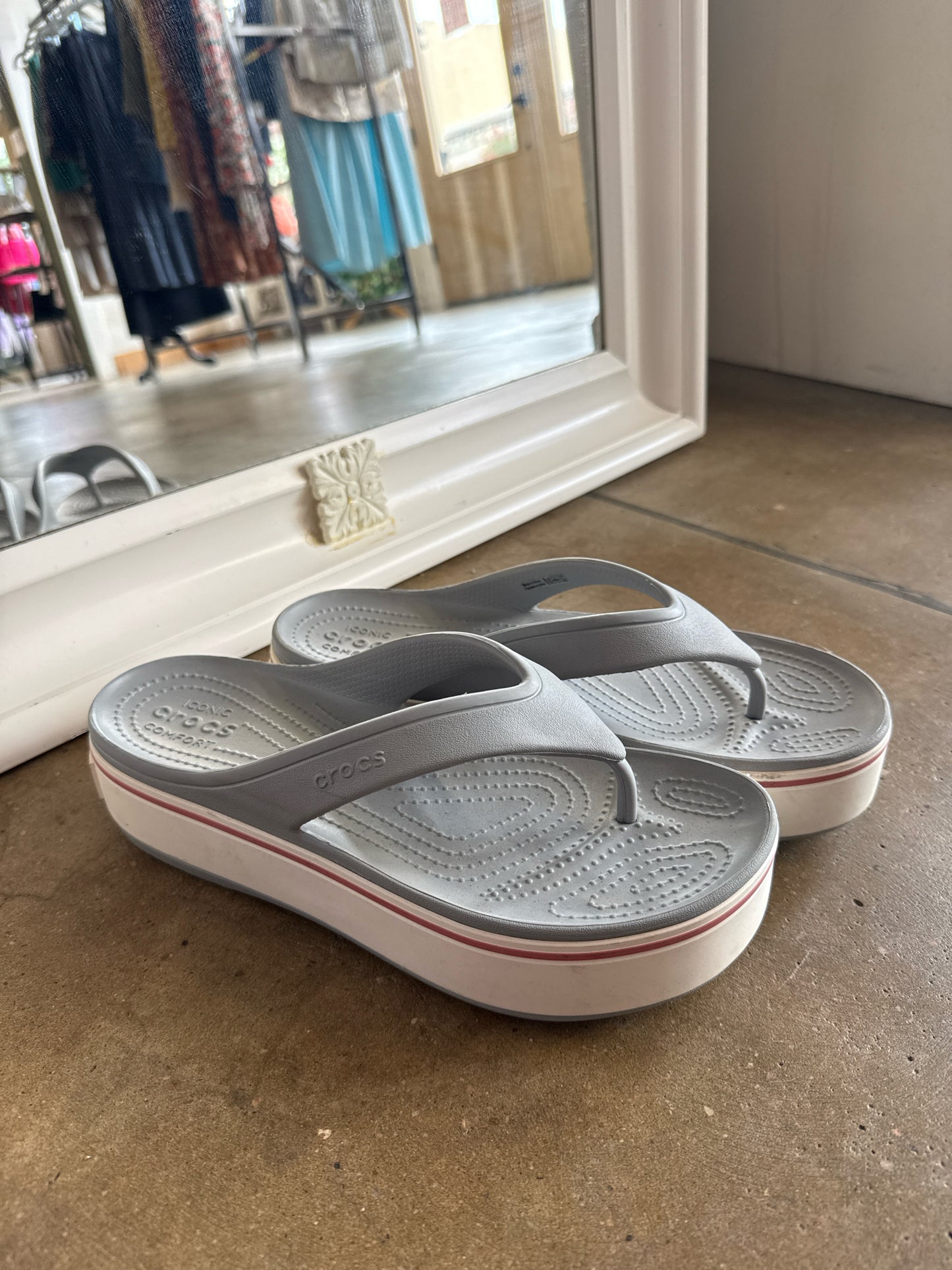 Crocs Shoe Size 9 Light Blue Flip Flops