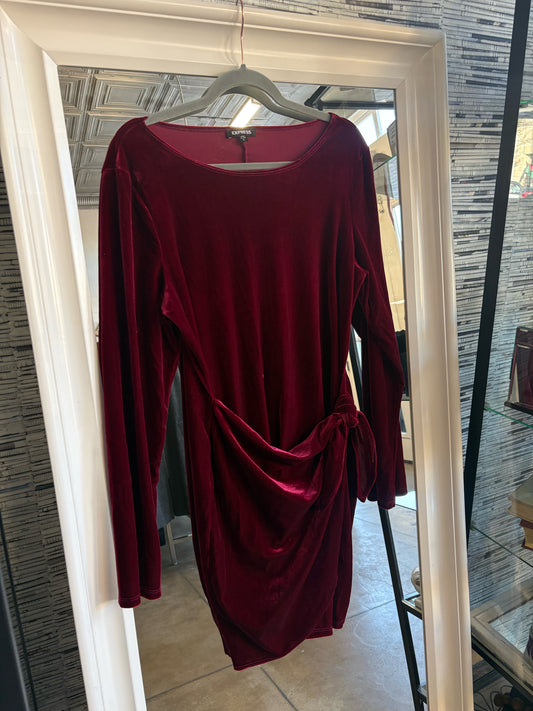 EXPRESS Size L Wine Long sleeve Dress