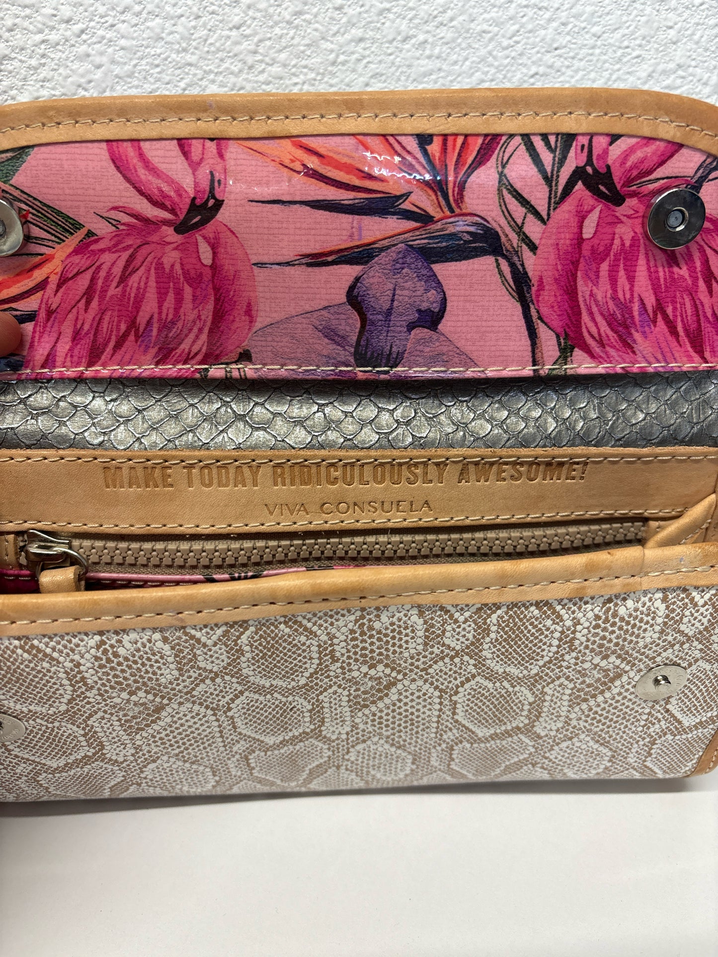 Consuela Cream/Tan Snakeskin Wallet/Wristlet