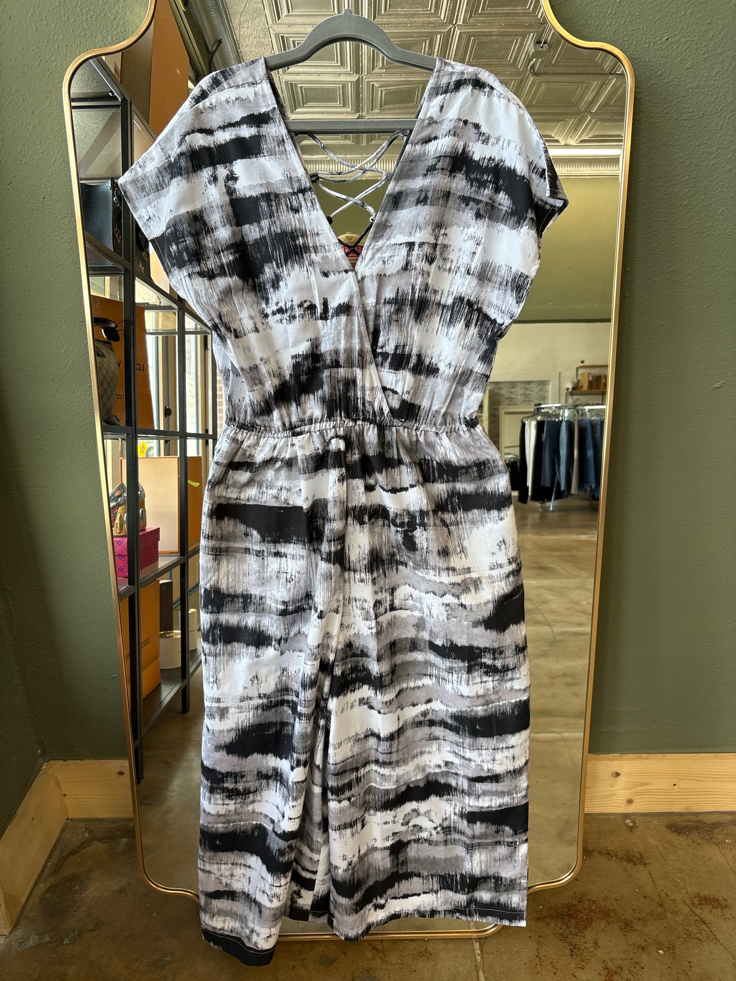 World Market Size S/M Black & White Romper