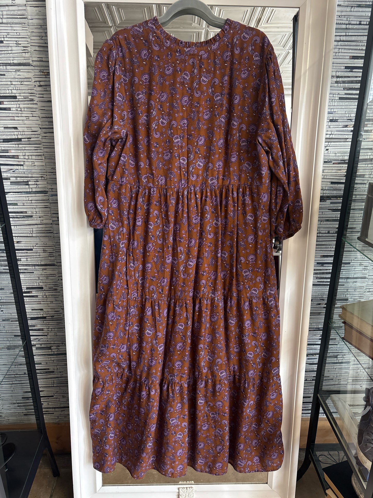 J Jill Size 2X Brown/Purple Floral Dress