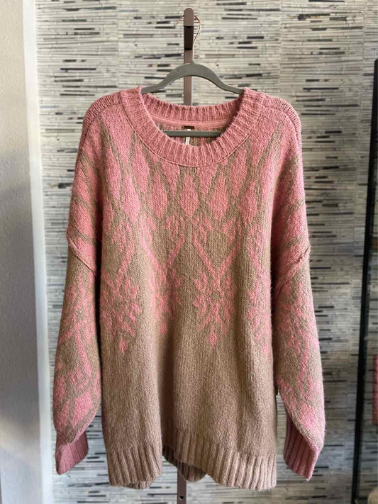 free people Size M Pink/Brown Floral Sweater