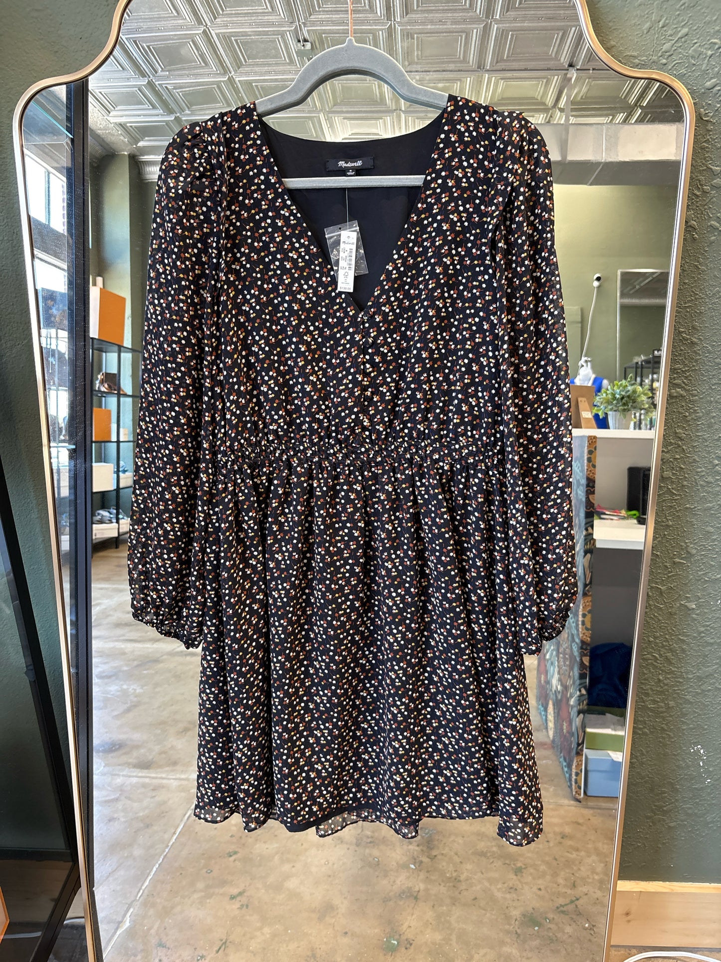 MADEWELL Size M Black Print Dress